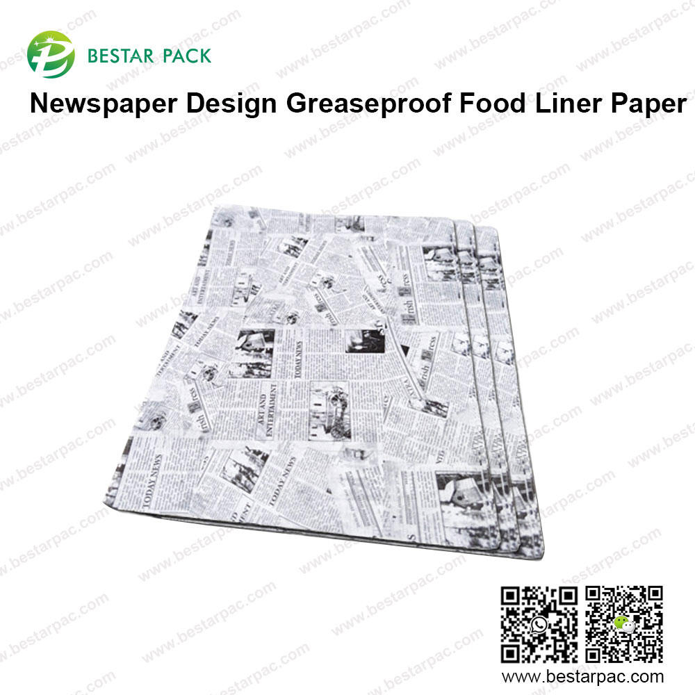 Newspaper Design Greaseproof Food Liner Paper